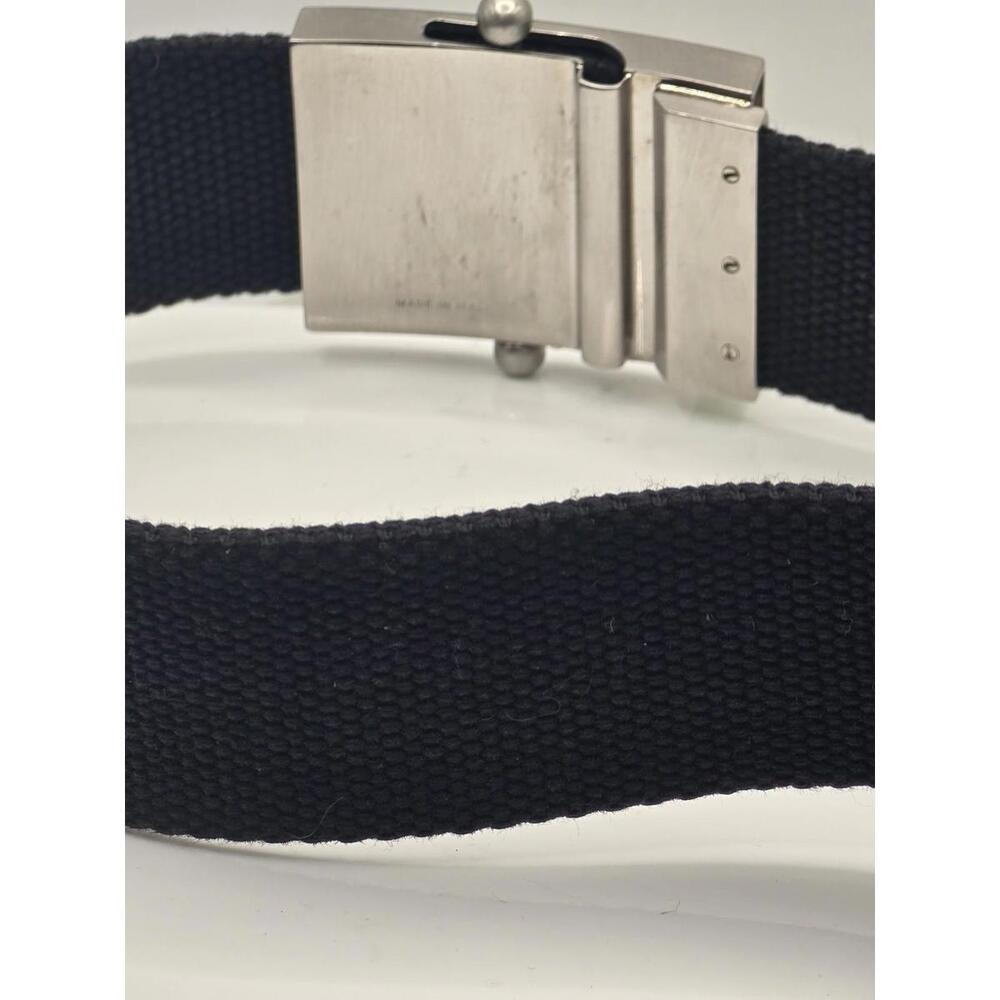 NWT JIL SANDER Mens Black Canvas Silver Buckle Adjustable Belt - Small Scratches - Picture 4 of 6